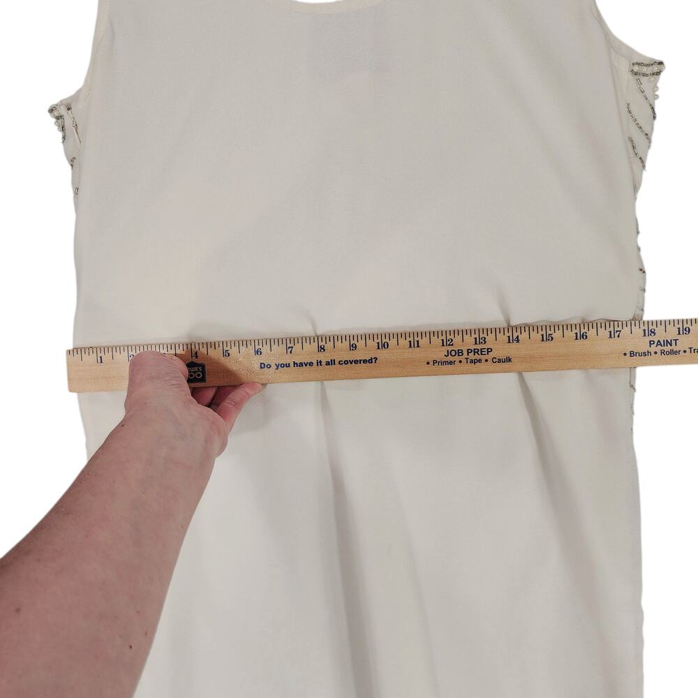 Romeo & Juliet Couture Beaded Sheath Dress sz M Women Mini Cream Pearls Cocktail - Picture 5 of 11